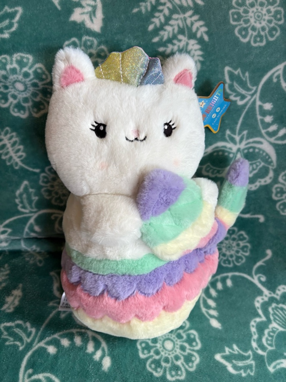 FAO Schwarz Glow Brights Cat Plush w Lights & Magic Bubbles Sound 12.5”